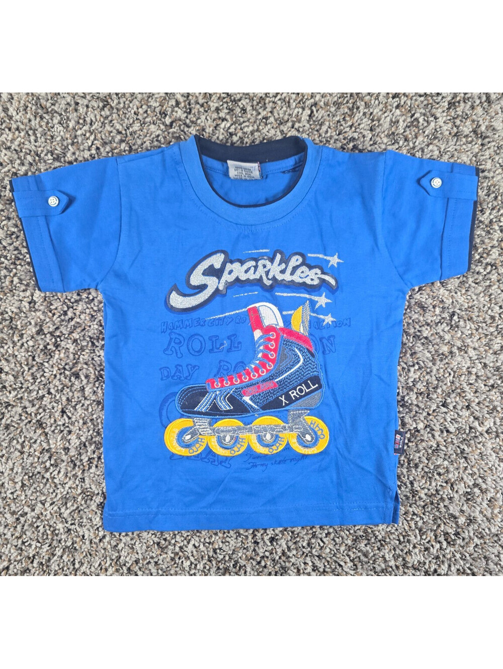 Vintage 1990s Kids Sz S Sparkles Short Sleeve T Shirt Rollerblade Graphic Blue